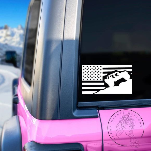 Patriotic Jeep Flag Decal - Picture 1 of 6